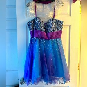 Blue to Purple Ombré Short Dress